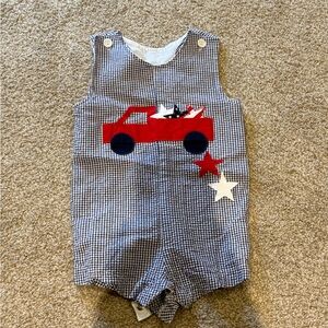 Red Truck Appliqué Gingham Baby One-Piece Bodysuit